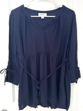 Motherhood Navy V-Neck Tie-Waist Blouse